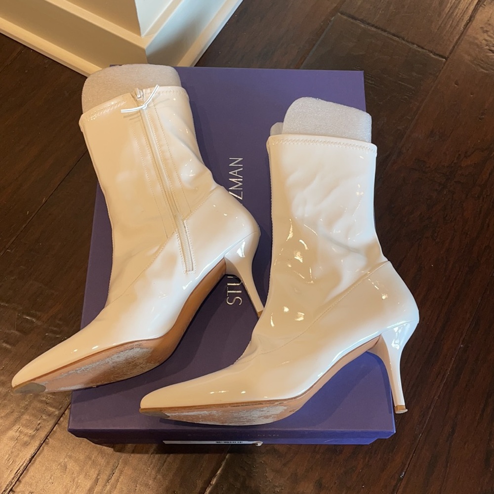 Worn once. Stuart Weitzman clingy boot in white. - Picture 6 of 10
